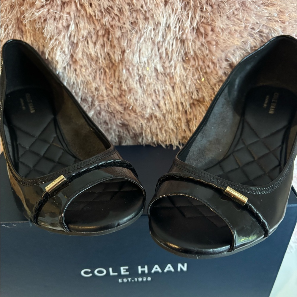 Cole Haan Black Leather Wedge Pumps